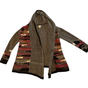 NIC+ZOE Women's Textured Waterfall Cardigan Sweater Geometric Pattern Size S